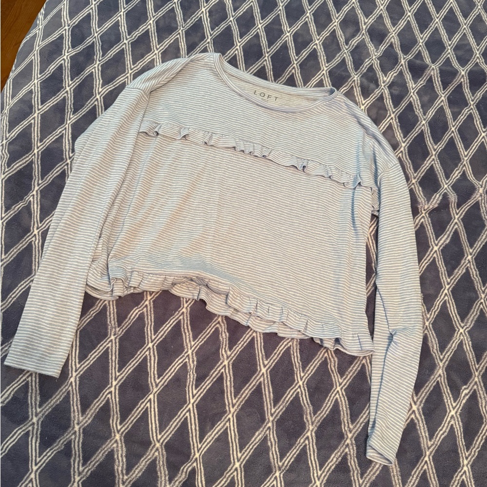 LOFT Sky Blue Striped Top